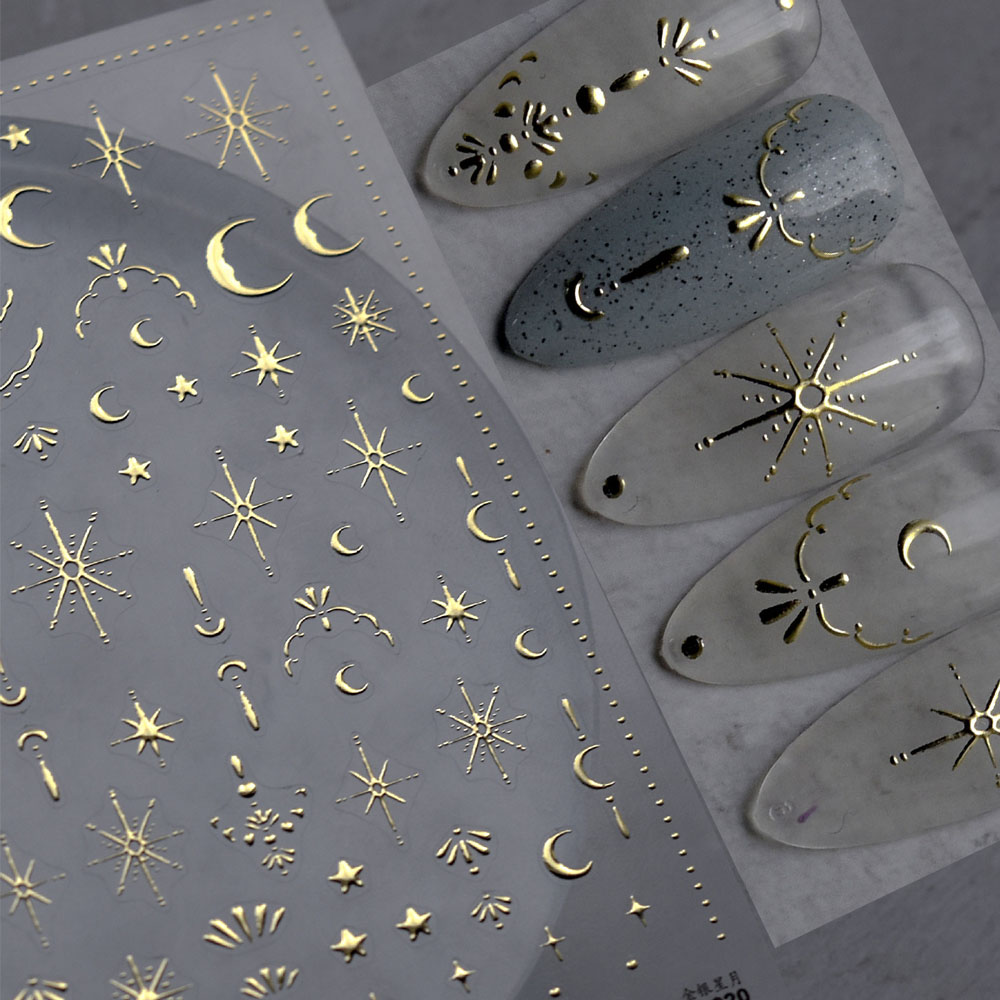 Nail Art Gold - Pegatinas 3D para Uñas con Diseño
