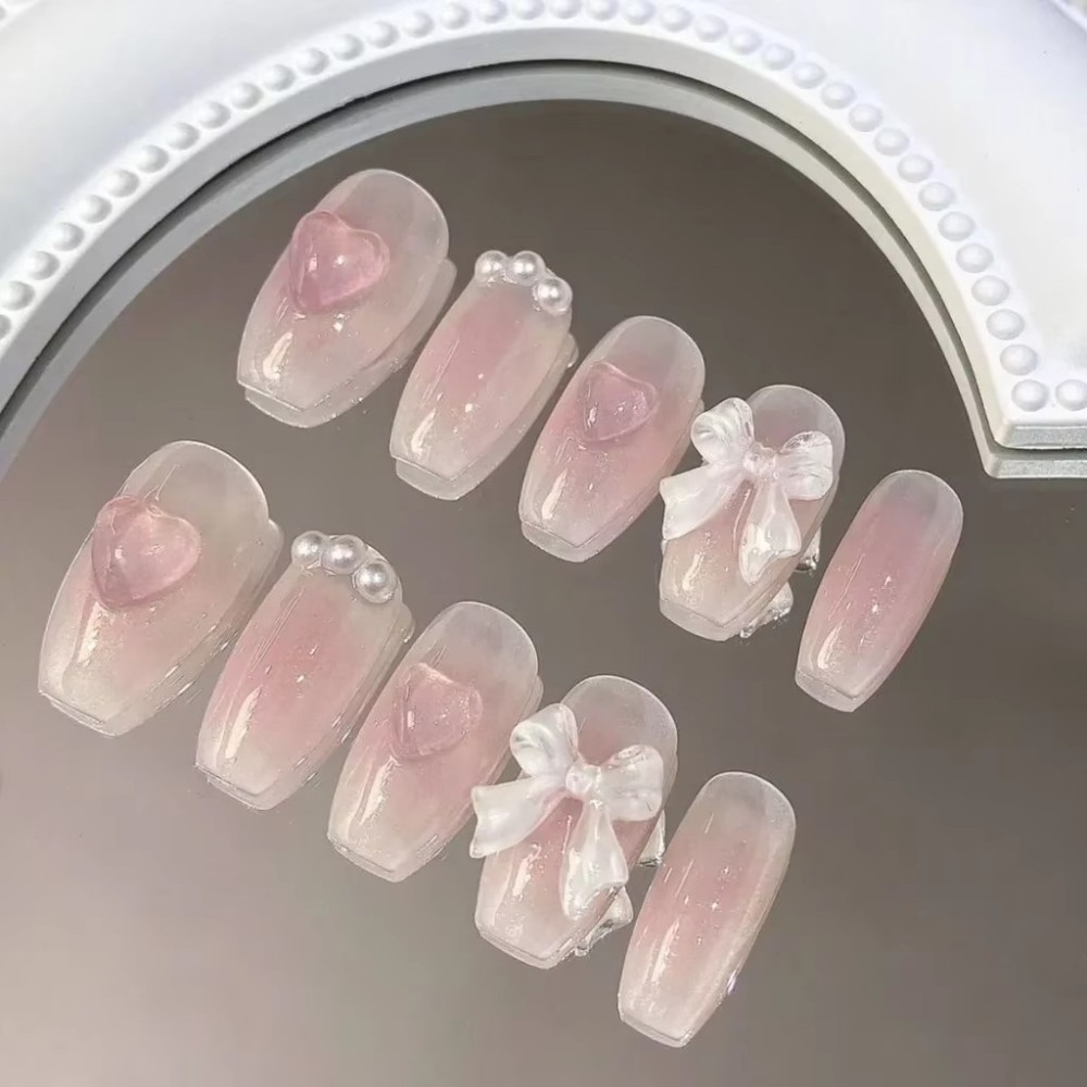 Nail Art Y2K - Uñas Postizas Cortas Y2K para Niñas,