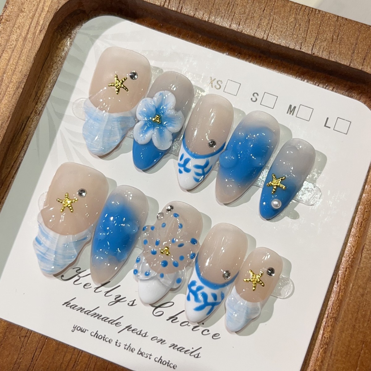 Nail Art Gold - 10 Uds. De uñas postizas estilo