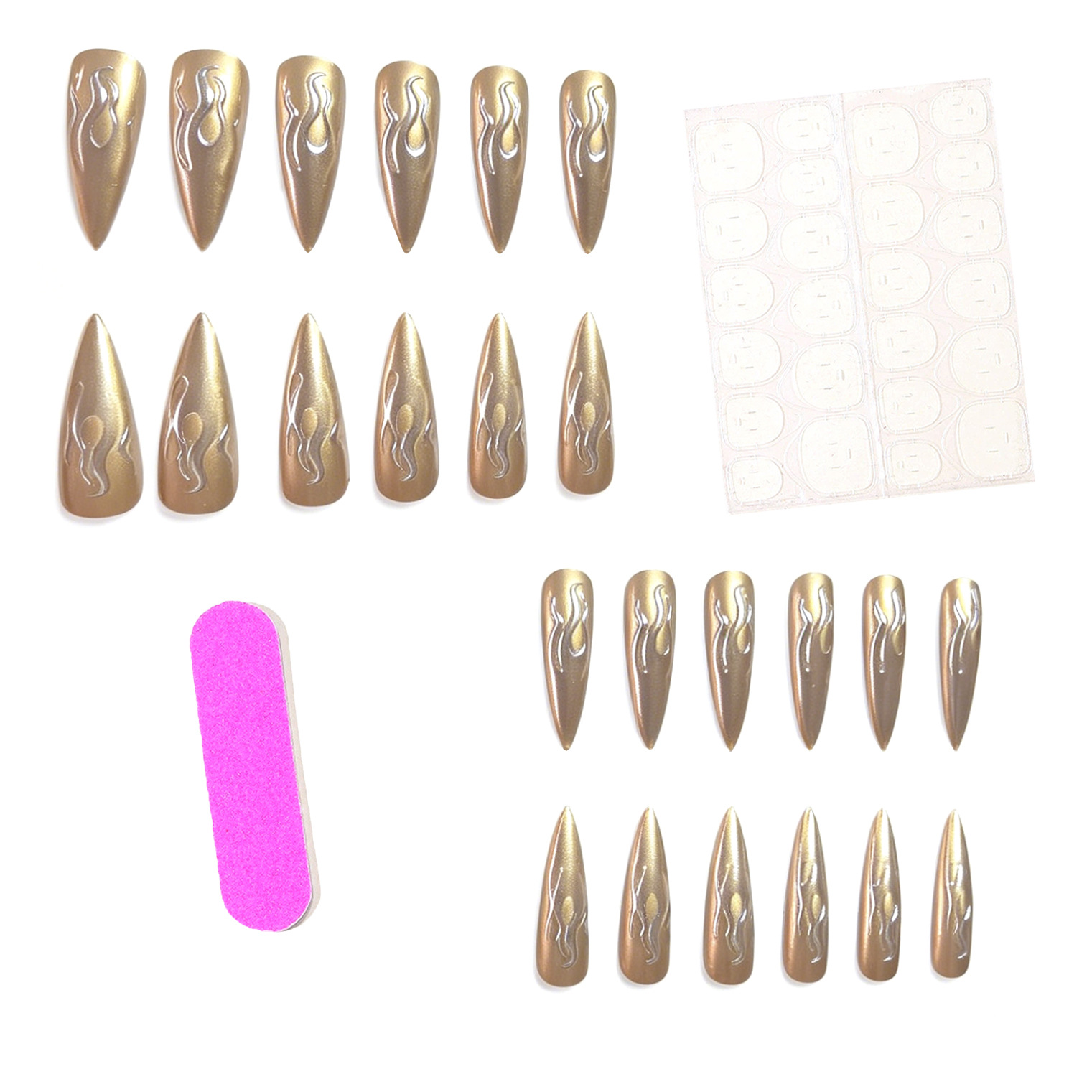 24 Uñas Postizas 3D con Efecto - Nail Art Gold reseña y precio
