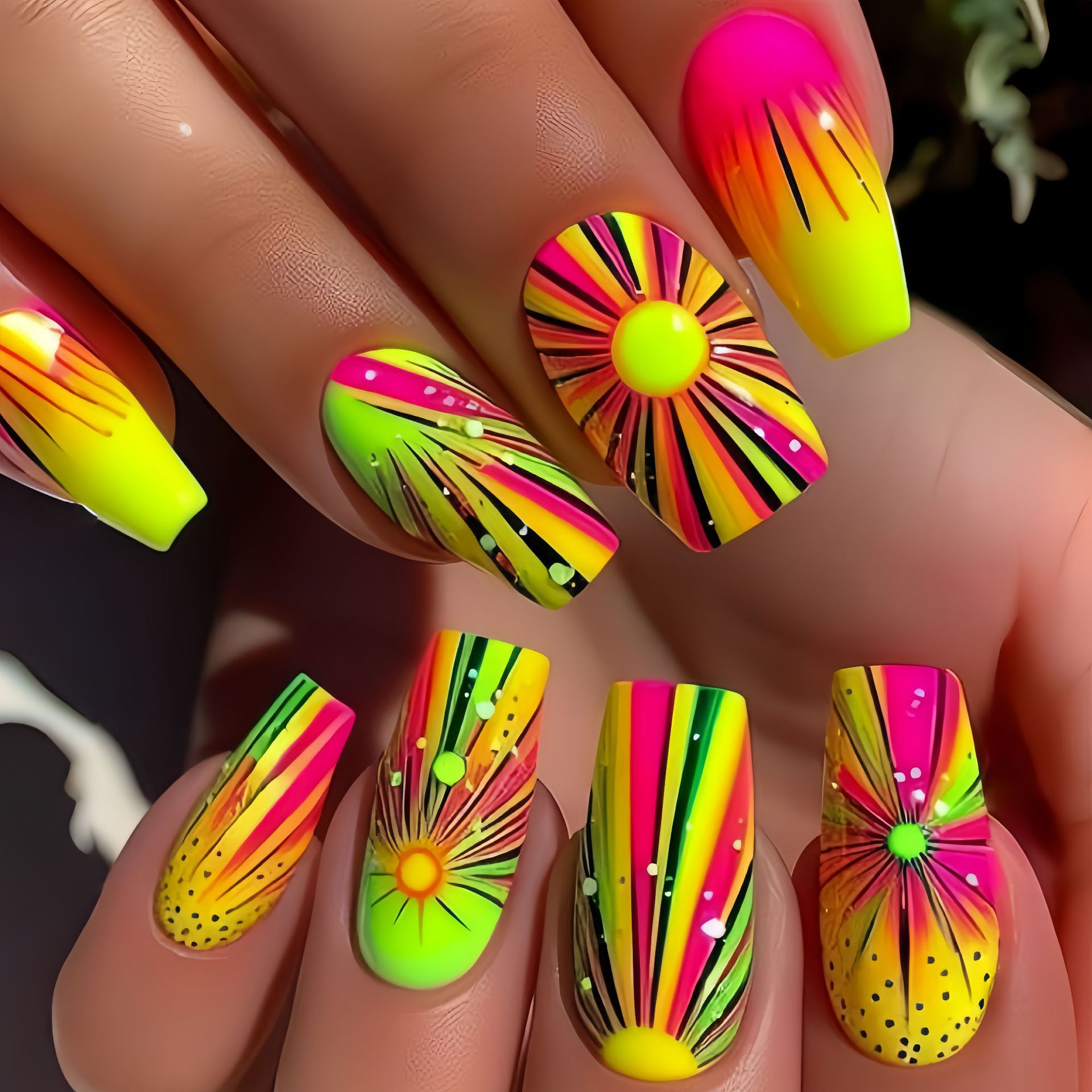 Uñas postizas con patrón de pu - Nail Art Ombre Glitter reseña y precio